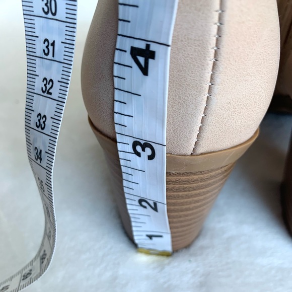 Coutgo Cut Out Ankle Boot Chunky Stacked Heel Almond Toe Slip on Western Booties - Picture 5 of 7